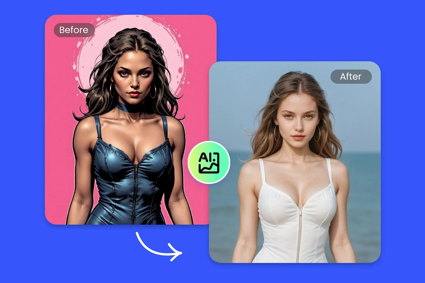Dibujo animado convertido en imagen realista con IA